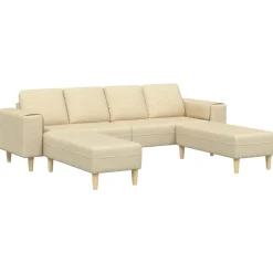 vidaXL Wohnzimmer Couch 3 pcs Creme Polyester