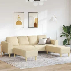 vidaXL Wohnzimmer Couch 3 pcs Creme Polyester