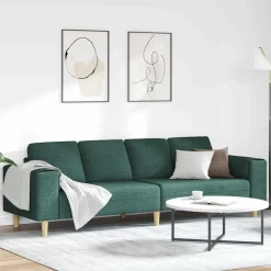 vidaXL Wohnzimmer Couch Dunkelgrün 250 x 77 x 76 cm Polyester