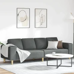 vidaXL Wohnzimmer Couch Dunkelgrau 250 x 77 x 76 cm Polyester
