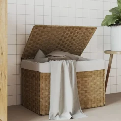 vidaXL Wäschekorb mit Deckel 55,5x35x34 cm Poly Rattan