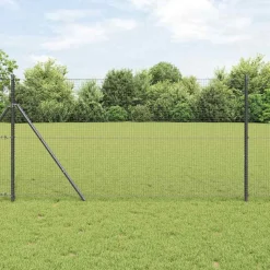 vidaXL Zaunpfosten Grau 50 x 1 m (19 x 19 mm Maschen) Stahl und PVC