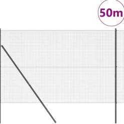 vidaXL Zaunpfosten Grau 50 x 1,5 m (12 x 12 mm Maschen) Stahl und PVC