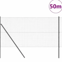 vidaXL Zaunpfosten Grau 50 x 1 m (25 x 25 mm Masche) Stahl und PVC