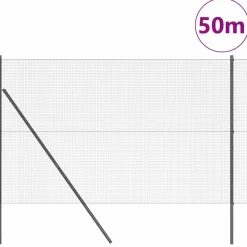 vidaXL Zaunpfosten Grau 50 x 1,4 m (16 x 16 mm Gewebe) Stahl und PVC