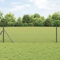 vidaXL Zaunpfosten Grau 50 x 0,8 m (19 x 19 mm Maschen) Stahl und PVC