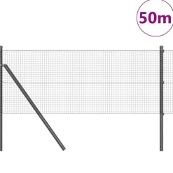 vidaXL Zaunpfosten Grau 50 x 0,8 m (19 x 19 mm Maschen) Stahl und PVC