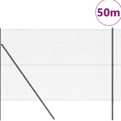 vidaXL Zaunpfosten Grau 50 x 1,4 m (Masche 19 x 19 mm) Stahl und PVC