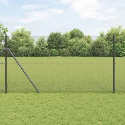 vidaXL Zaunpfosten Grau 50 x 1 m (12 x 12 mm Netz) Stahl und PVC