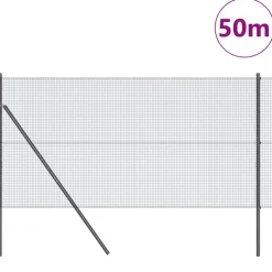 vidaXL Zaunpfosten Grau 50 x 1,2 m (16 x 16 mm Netz) Stahl und PVC