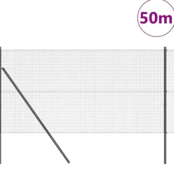 vidaXL Zaunpfosten Grau 50 x 1,2 m (12 x 12 mm Maschen) Stahl und PVC