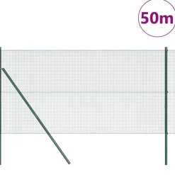 vidaXL Zaunpfosten Grün 50 x 1,5 m (12 x 12 mm Maschen) Stahl und PVC