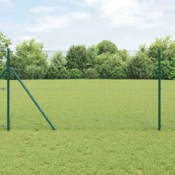 vidaXL Zaunpfosten Grün 50 x 1,4 m (25 x 25 mm Netz) Stahl und PVC