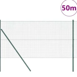 vidaXL Zaunpfosten Grün 50 x 1,4 m (25 x 25 mm Netz) Stahl und PVC