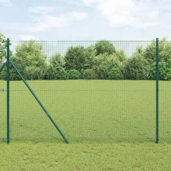 vidaXL Zaunpfosten Grün 50 x 1,5 m (16 x 16 mm Maschen) Stahl und PVC