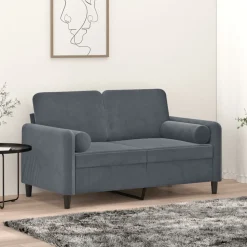 vidaXL Zierkissen 2 Stk. Dunkelgrau Ø15x50 cm Samt