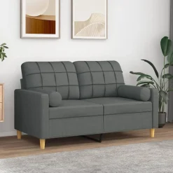 vidaXL Zierkissen 2 Stk. Dunkelgrau Ø15x50 cm Stoff