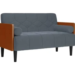 vidaXL Zweisitzer-Sofa mit Nackenrollen Dunkelgrau 110 cm Samt