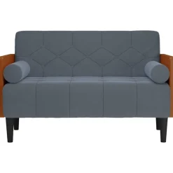 vidaXL Zweisitzer-Sofa mit Nackenrollen Dunkelgrau 110 cm Samt