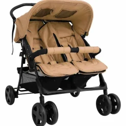 vidaXL Zwillingskinderwagen Taupe Stahl