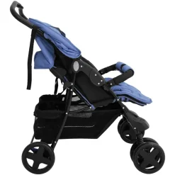 vidaXL Zwillingskinderwagen Marineblau Stahl