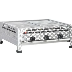 vidXL Gastro-Gasgrill 3 Flammen Edelstahl Silbern