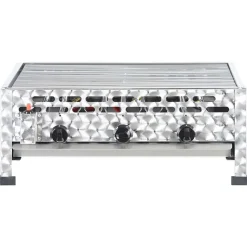 vidXL Gastro-Gasgrill 3 Flammen Edelstahl Silbern