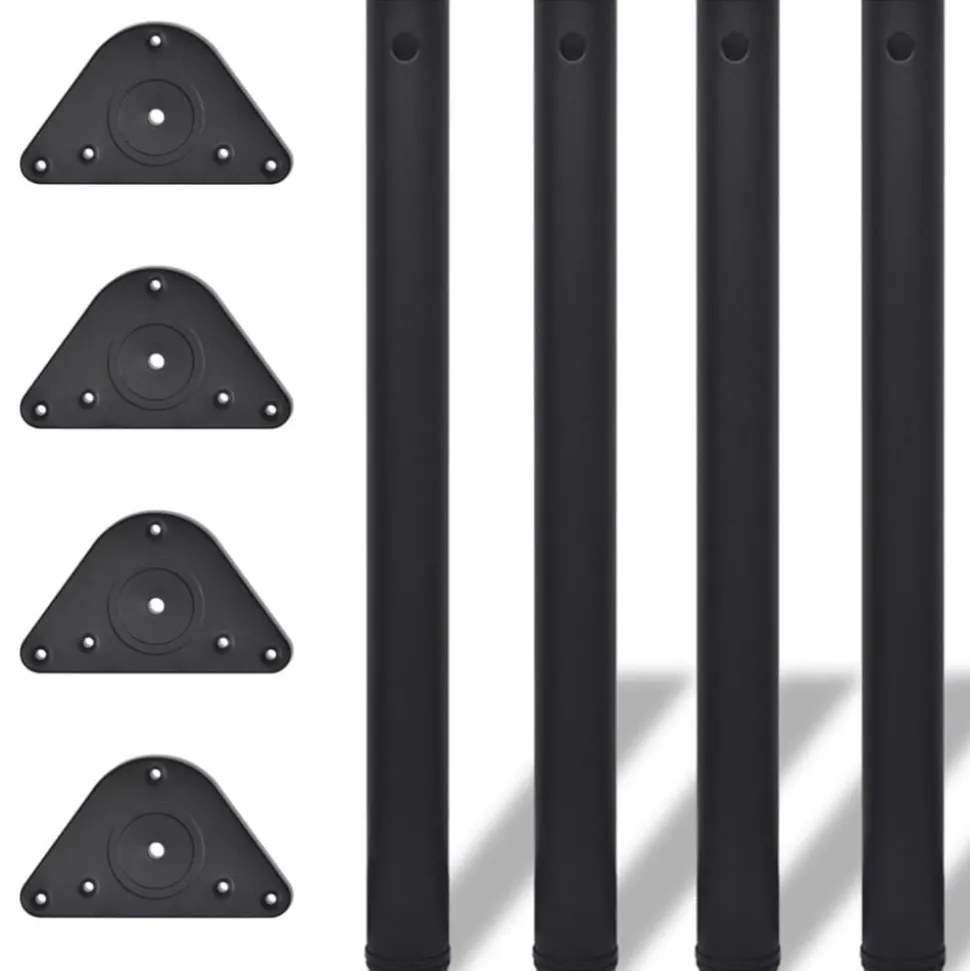 4x höhenverstellbares Tischbein Schwarz 710 mm